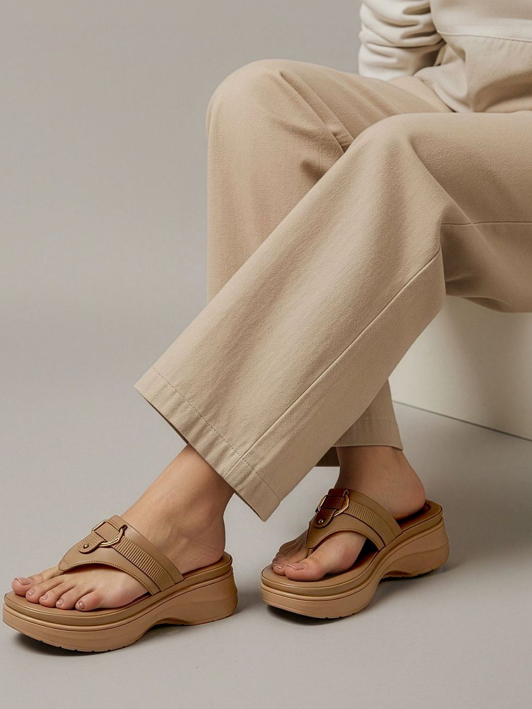 The Roadster Lifestyle Co Round Toe Wedge Sandals Heels-picture-41