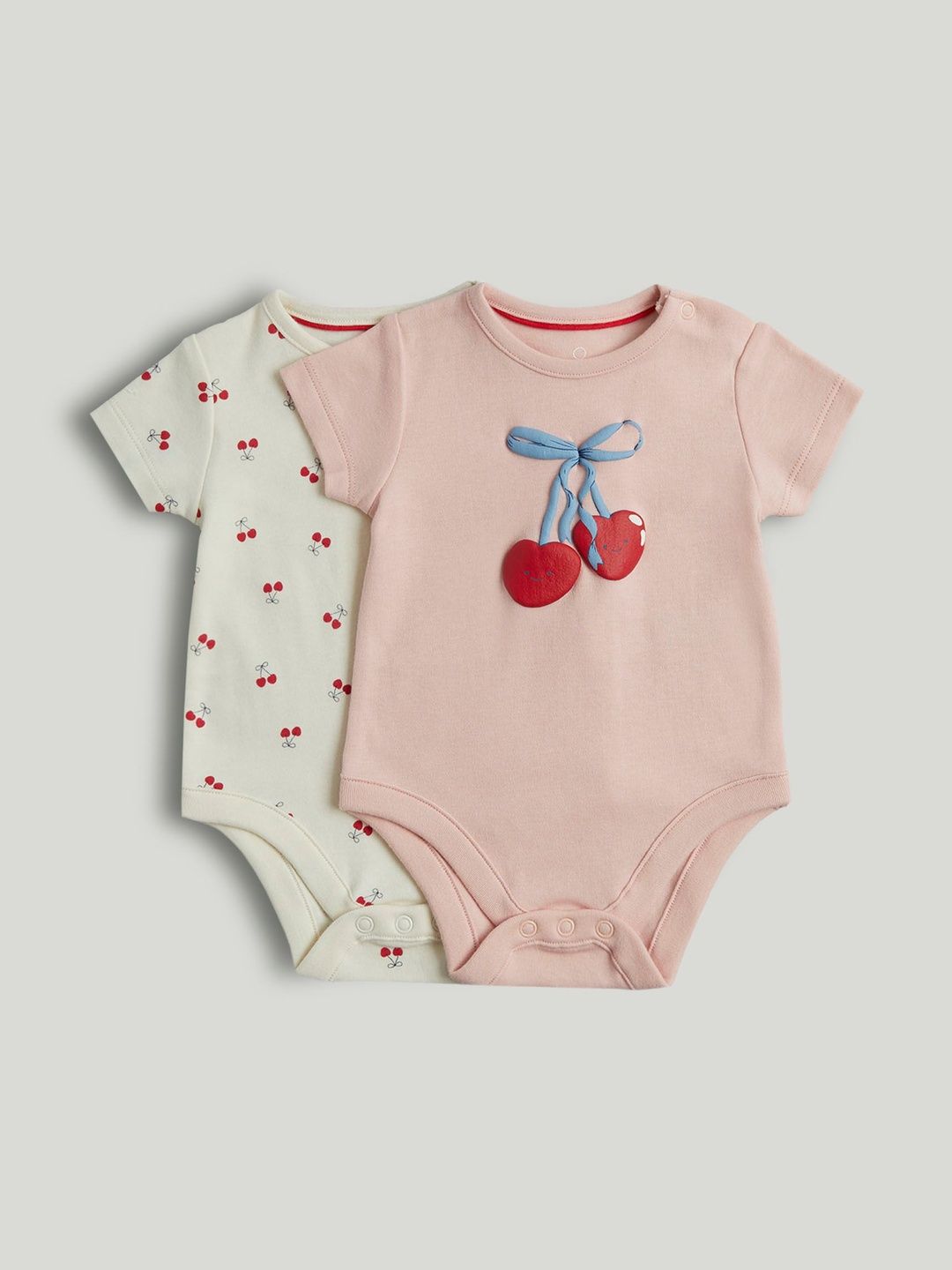 mothercare Infant Girls Pack of 2 Printed Round Neck Bodysuit-picture-33