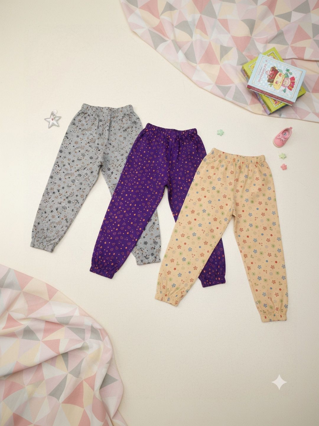BAESD Girls Pack Of 3 Printed Mid Rise Joggers-picture-57