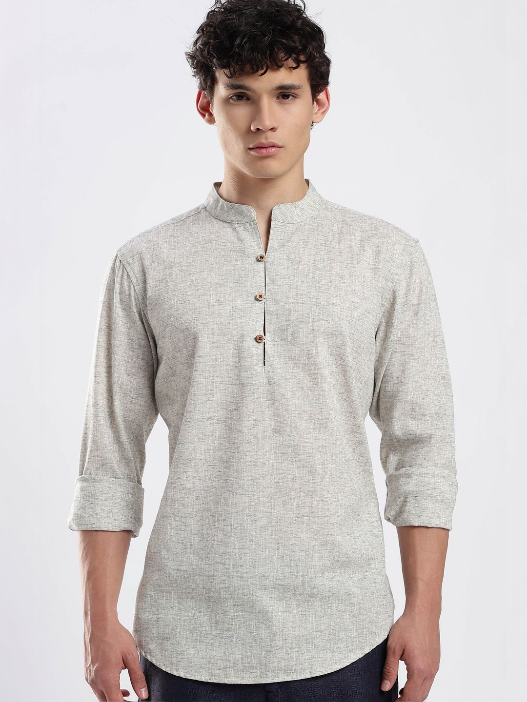 HERE&NOW Men Cold-Shoulder Sleeves Kurta-picture-13