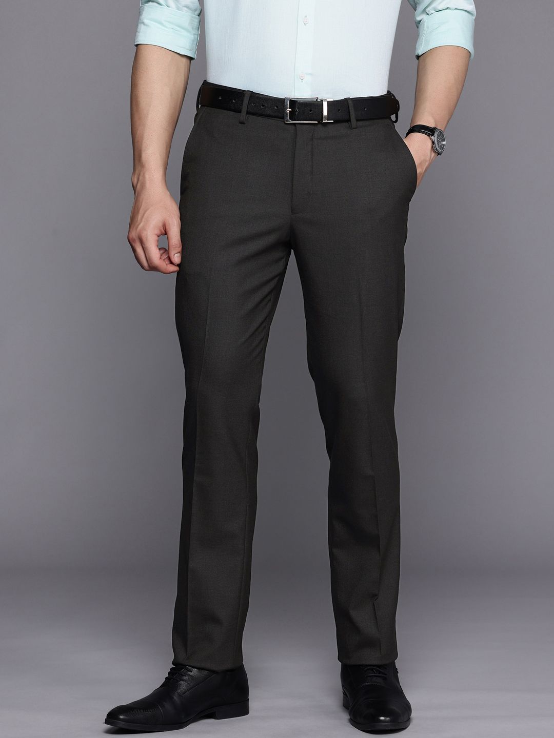 Louis Philippe Men Slim Fit Textured Formal Trousers-picture-15