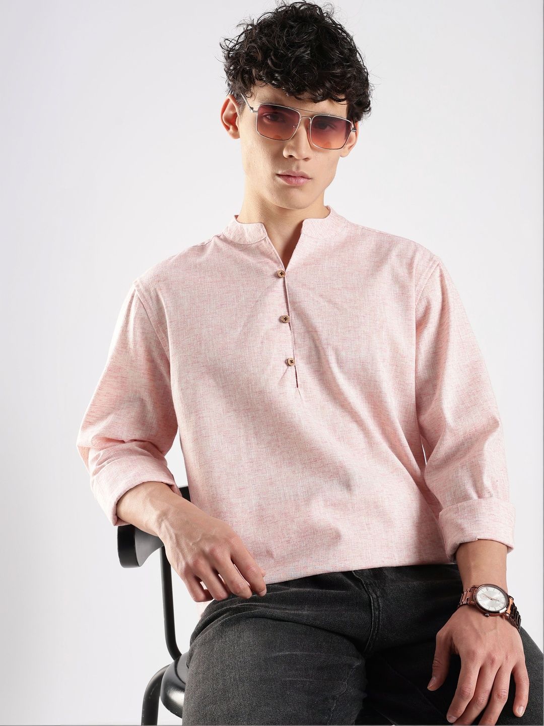 HERE&NOW Men Thread Work Kurta-picture-23