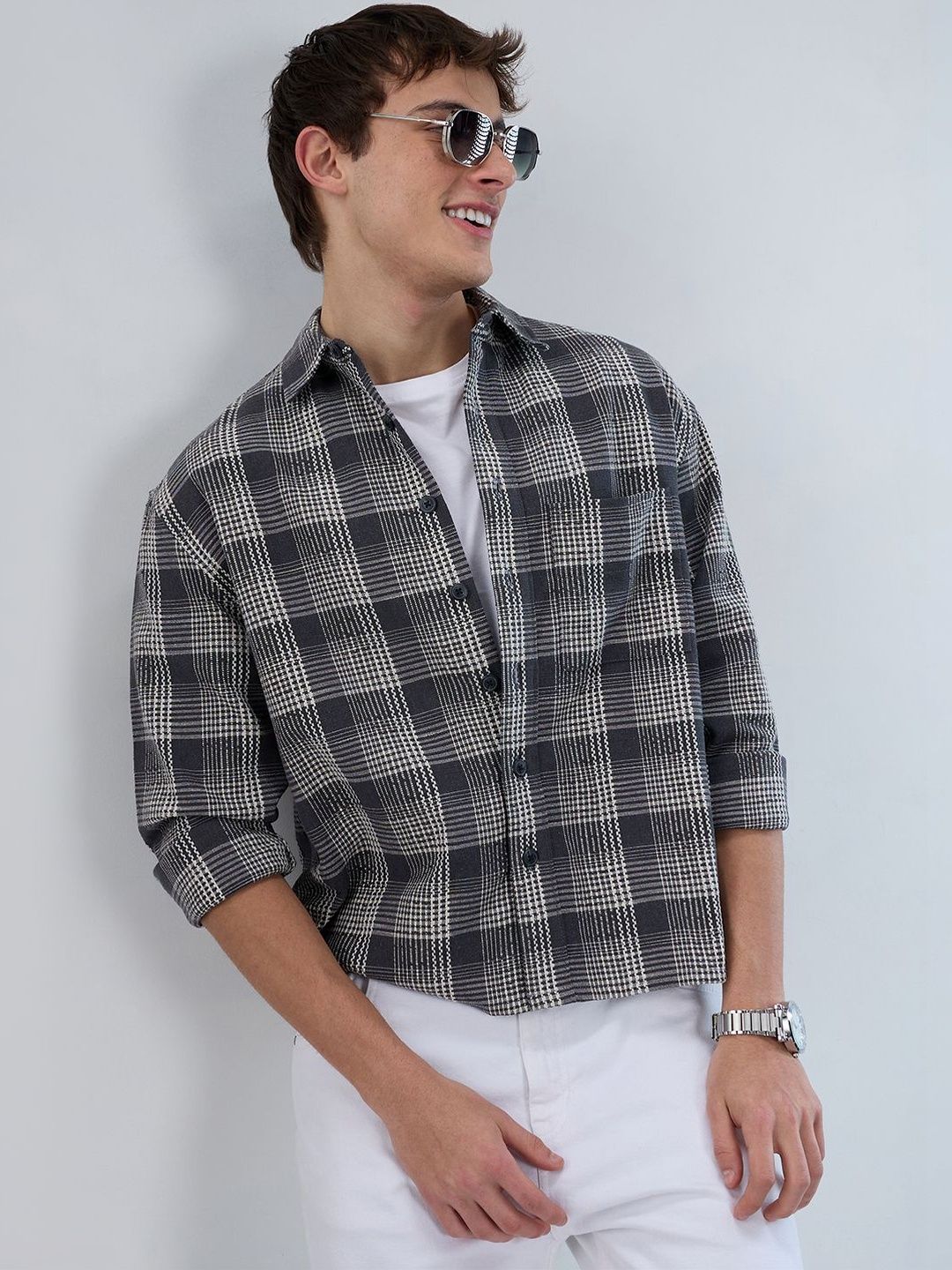 VASTRADO Men Classic Boxy Checked Casual Shirt-picture-55