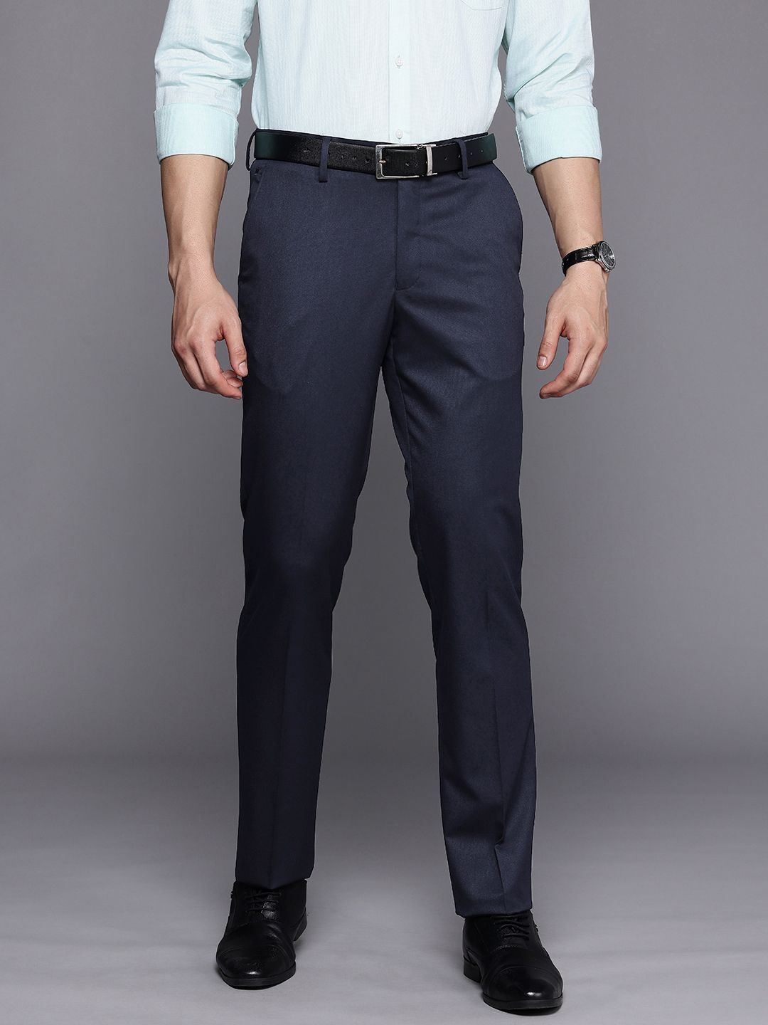 Louis Philippe Men Slim Fit Flat-Front Formal Trousers