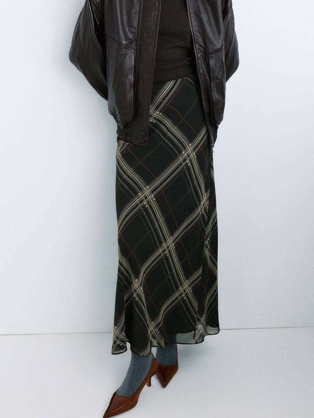 MANGO Checked A-Line Maxi Skirt-picture-51