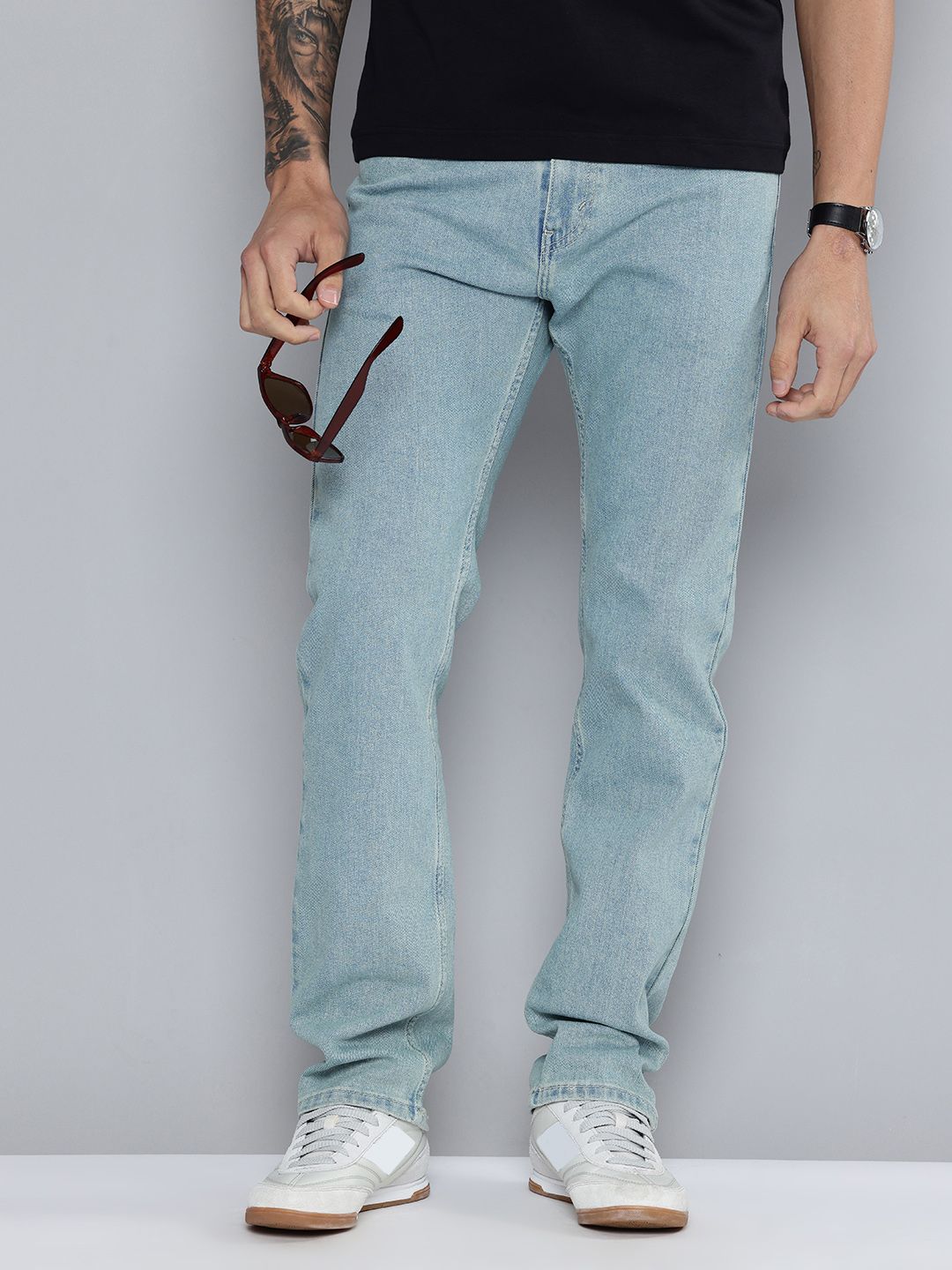Levis Men 505 Regular Fit Light Fade Stretchable Jeans-image-5