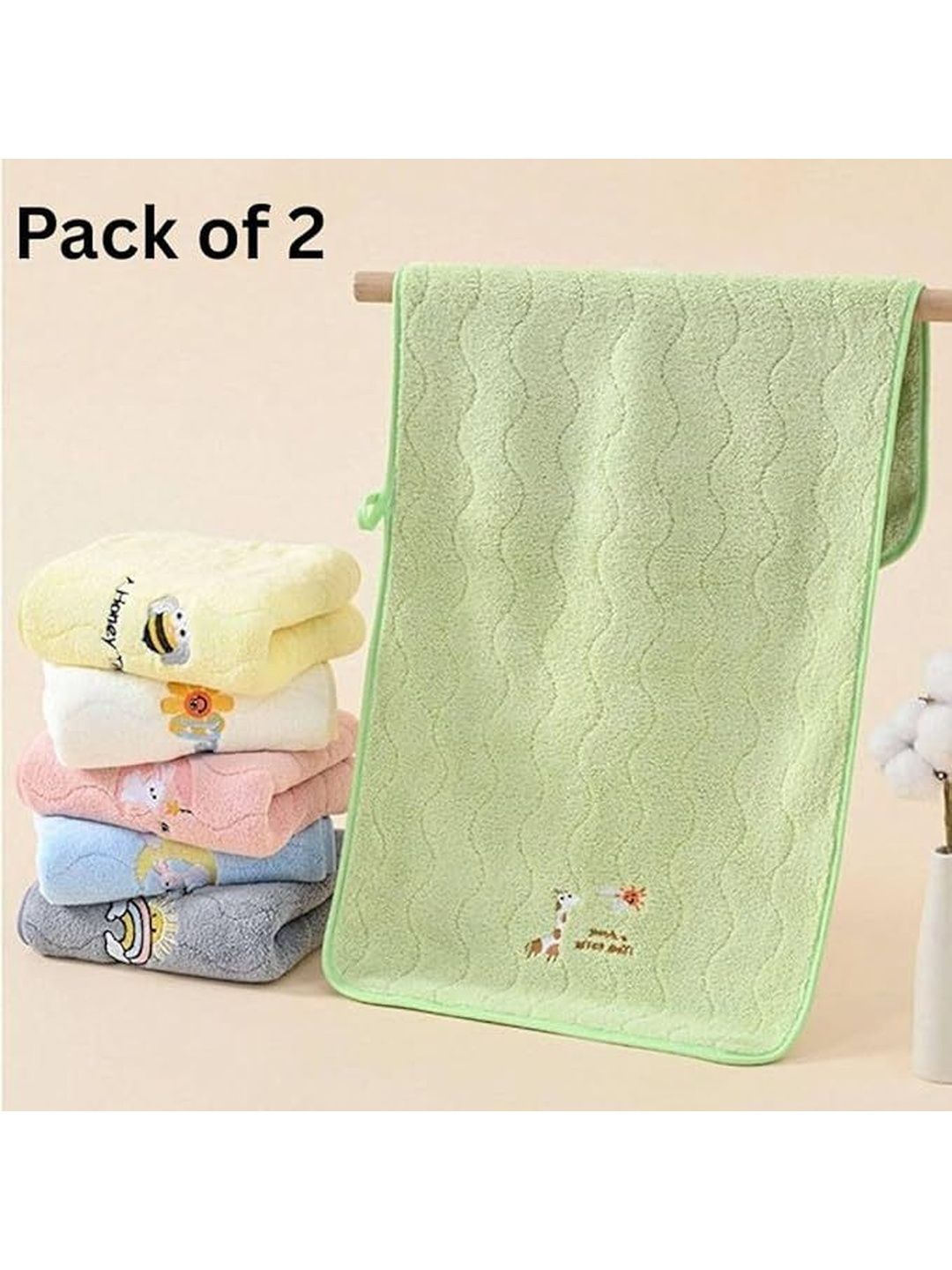 DIVYAM - JOY OF COMFORT 2Pcs Assorted Printed 400 GSM Microfiber Hand Towels-image-21