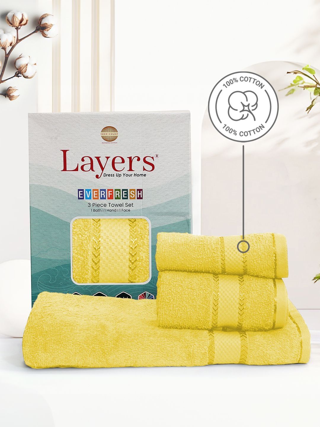 Layers Yellow 3 Piece Cotton 380 GSM Towel Set-picture-34
