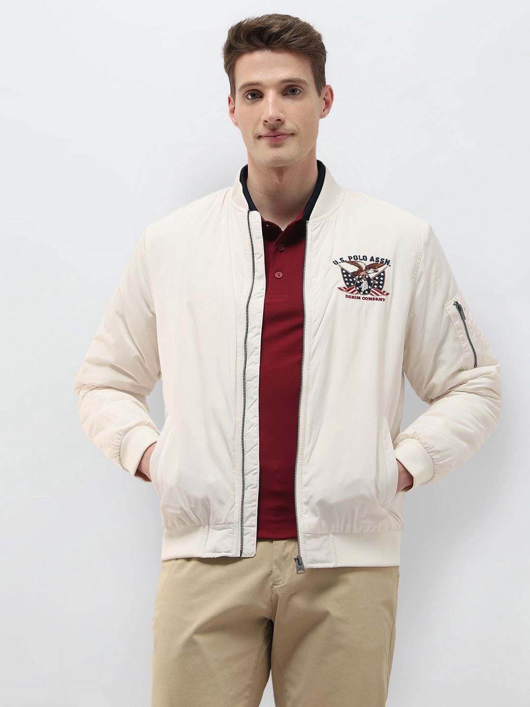 U.S. Polo Assn. Denim Co. Brand Logo Padded Bomber Jacket with Embroidered Details-picture-40