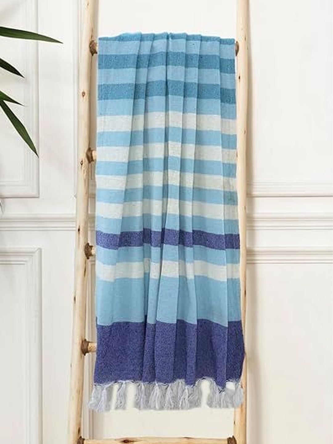 HAKAM Blue & White Striped Cotton 150 GSM Thin Beach Towels
