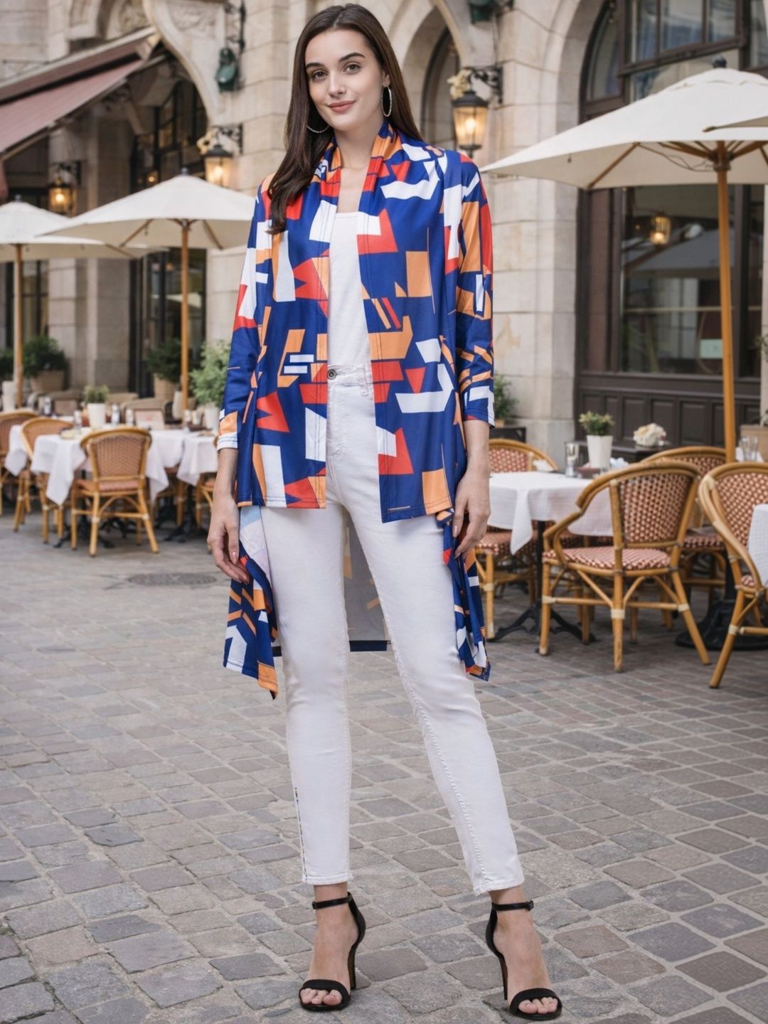 Funday Fashion Women Printed Longline Shrug-image-15