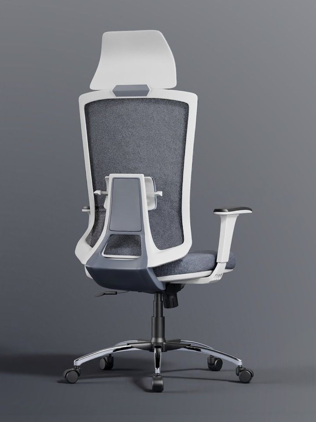 FUGO White & Grey Textured Head Support Study Arm Chair-image-41