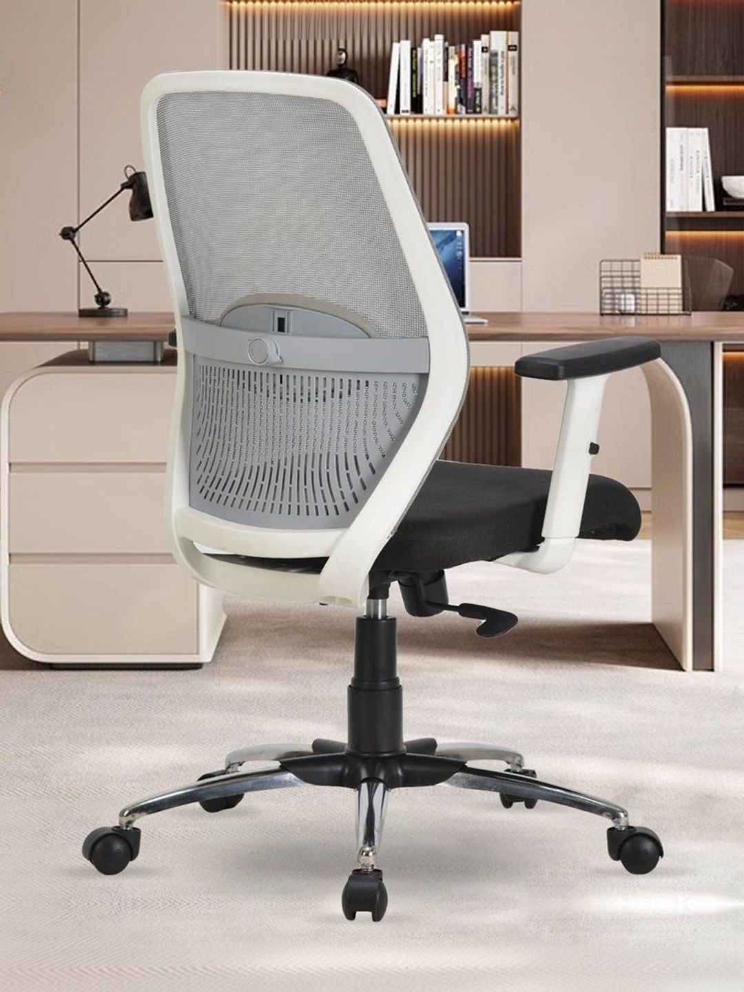 FUGO Black & White Textured Adjustable Seat Height Study Arm Chair-picture-30