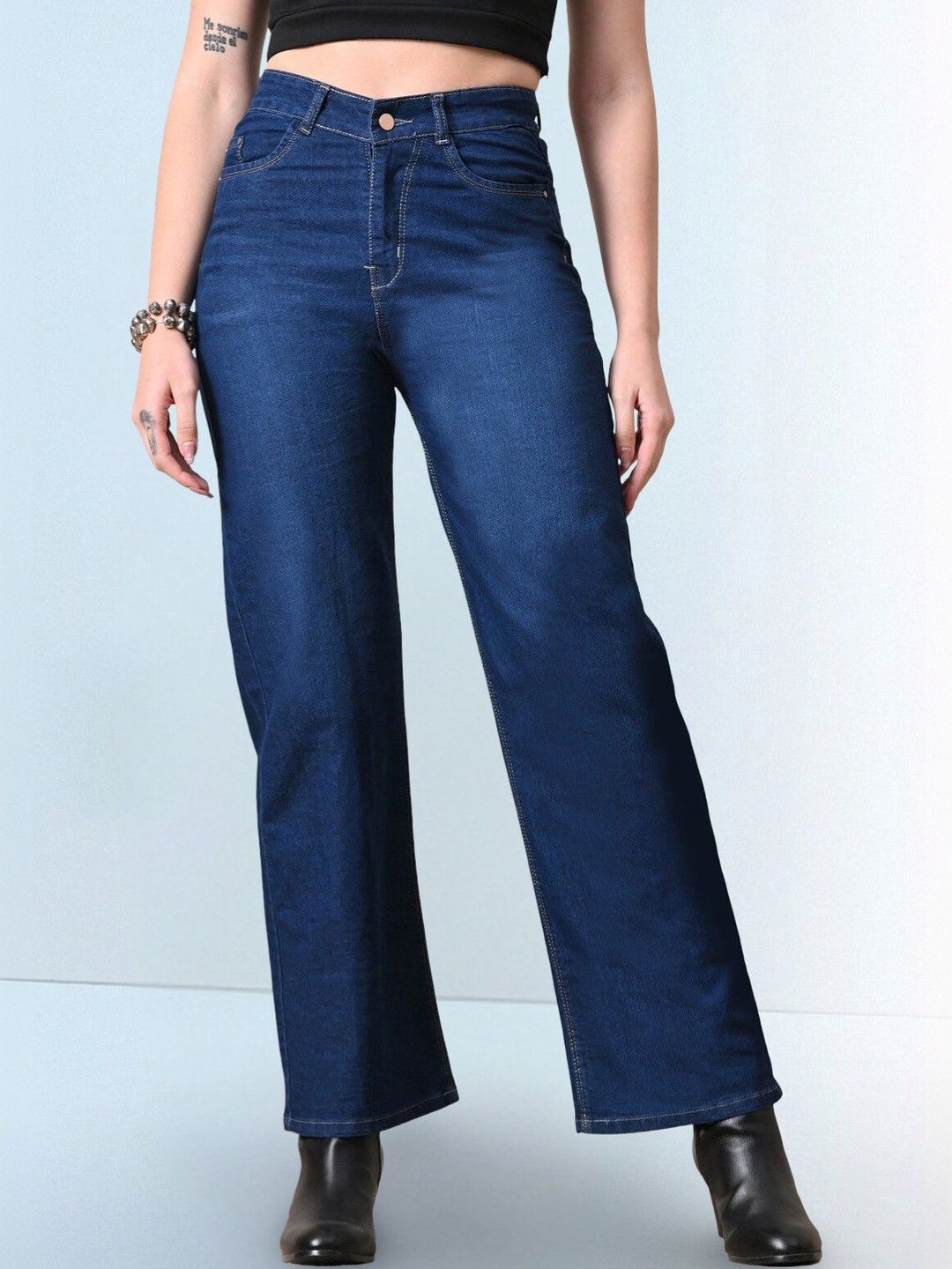 Encrypt Women Comfort Straight Fit High-Rise Acid Wash Stretchable Jeans-picture-34