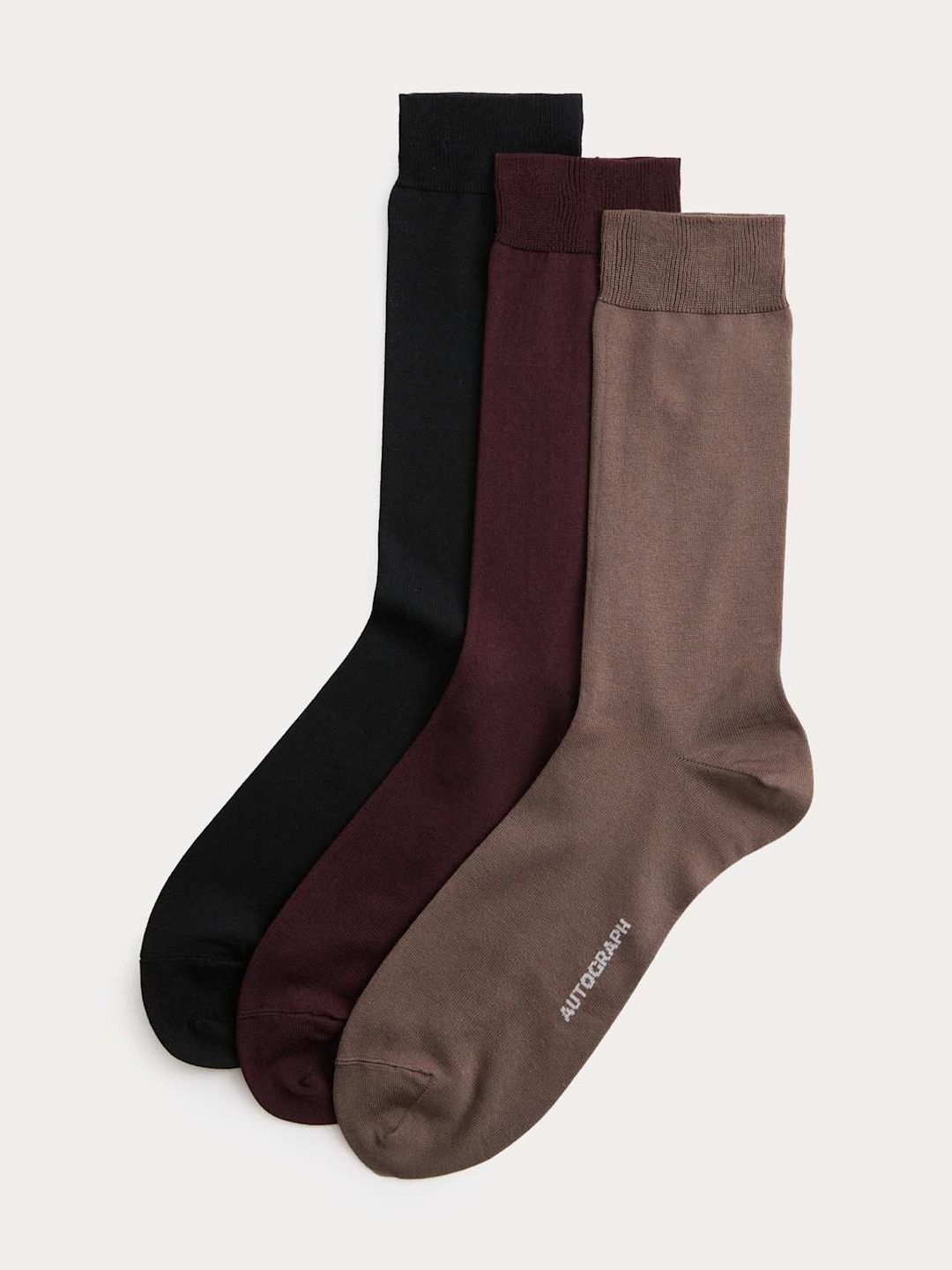 Marks & Spencer Men Pack of 3 Cotton Blend Calf Length Socks-picture-20
