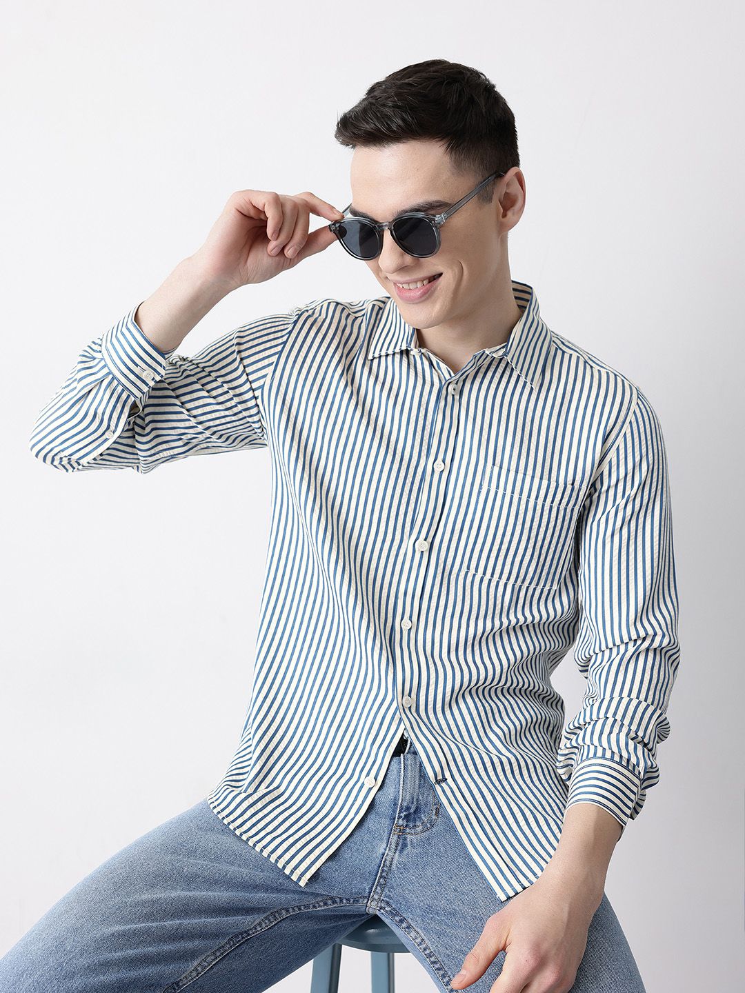 Mast & Harbour Striped Casual Shirt-picture-45