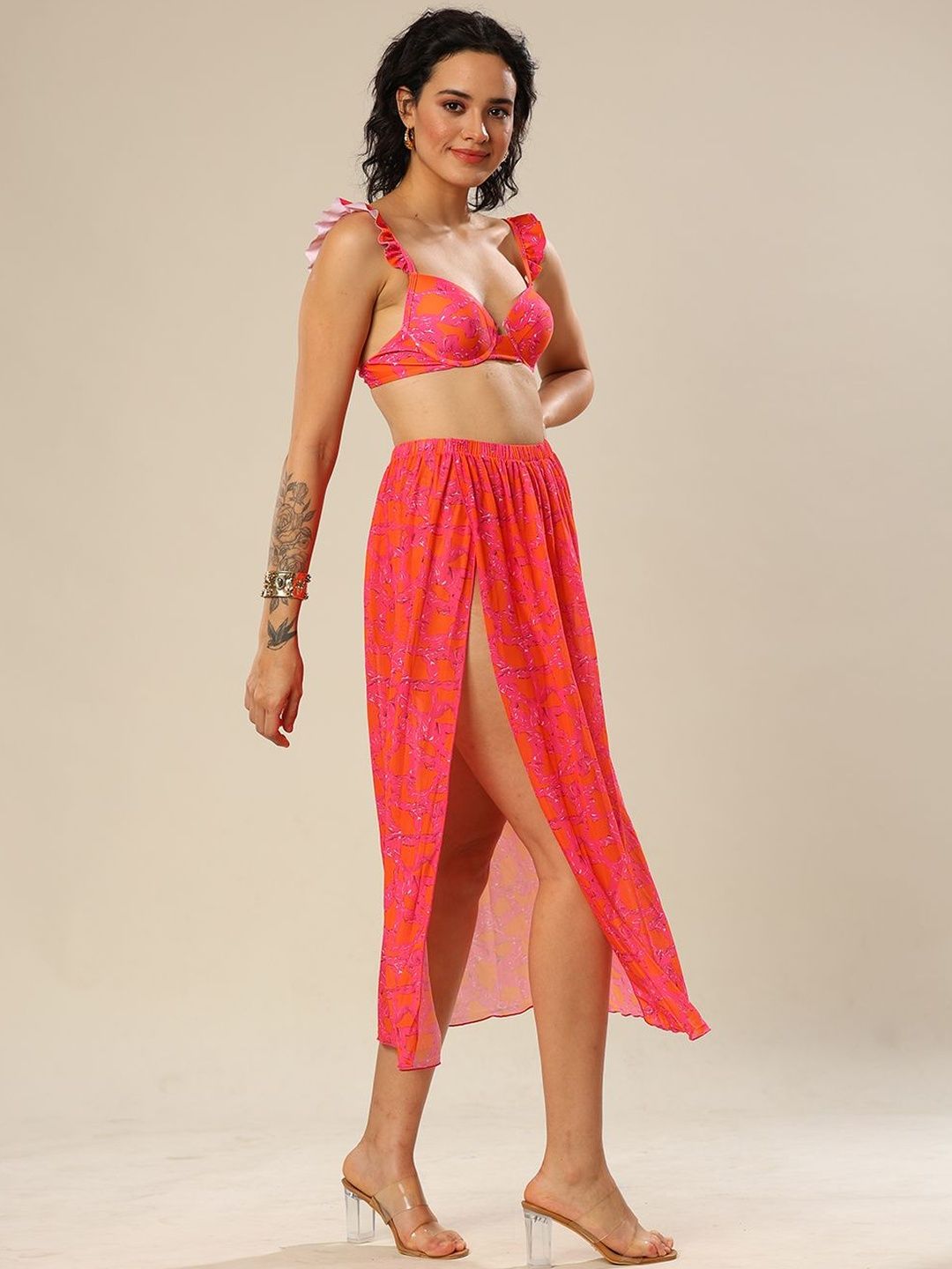 RESORTIRE Printed Shoulder Straps Swim Bikini Set-image-27