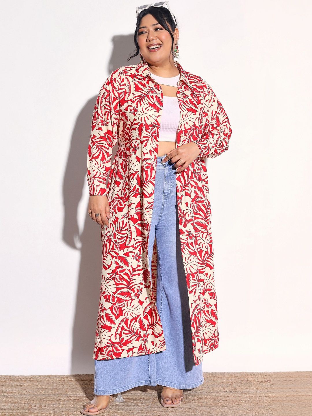 SASSAFRAS Curve Floral Print Georgette Shirt Maxi Dress-picture-23