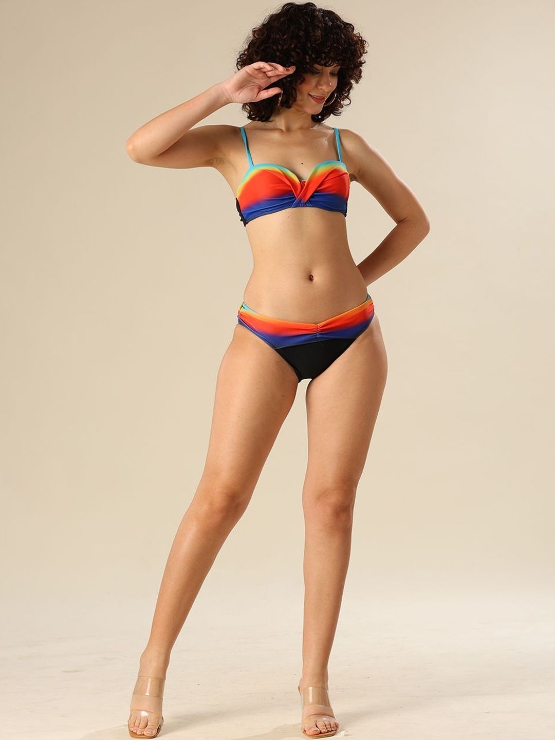 RESORTIRE Color Block Shoulder Straps Swim Bikini Set-image-47