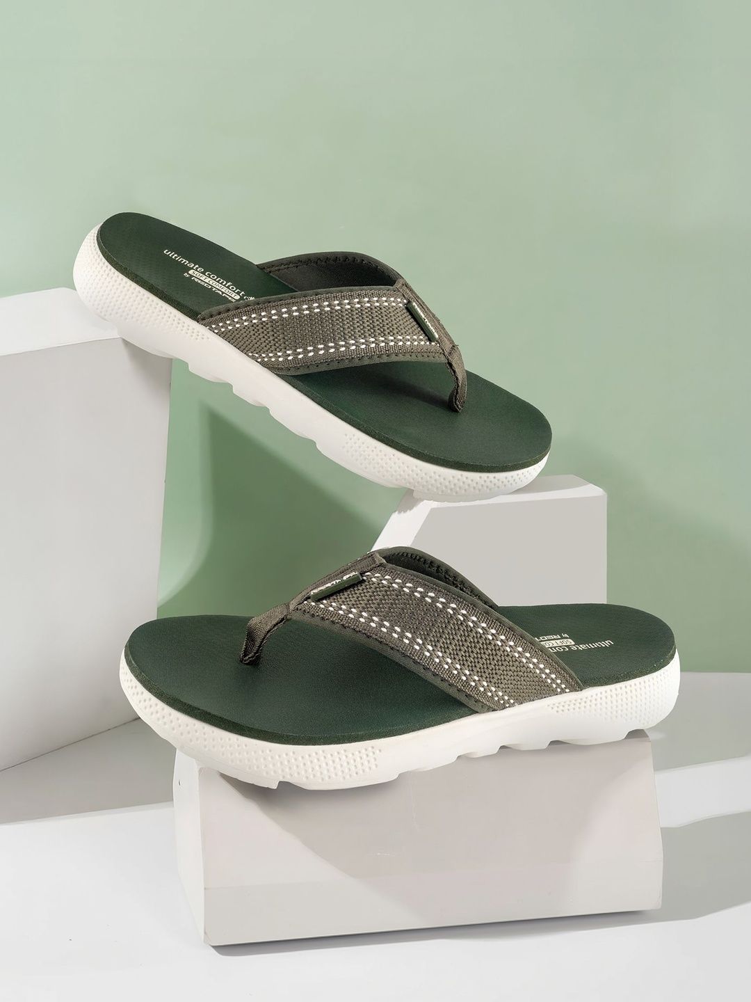 Red Tape Men Striped Thong Flip-Flops-image-33
