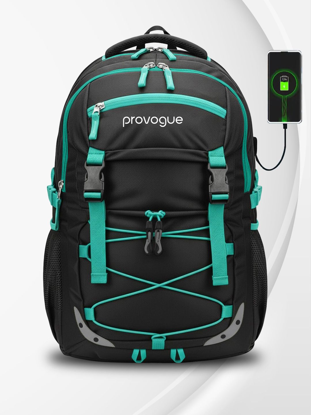 Provogue Unisex Brand Logo Backpack with USB Charging Port-picture-15