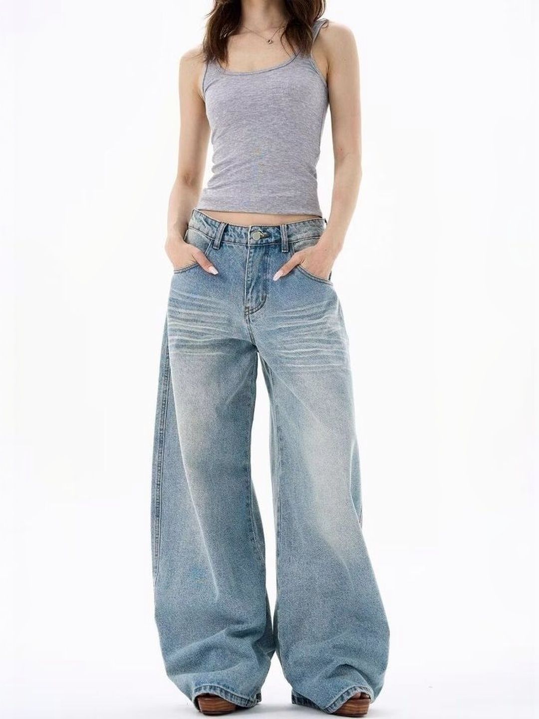LULU & SKY Women Wide Leg Mid-Rise Light Fade Stretchable Jeans-picture-25