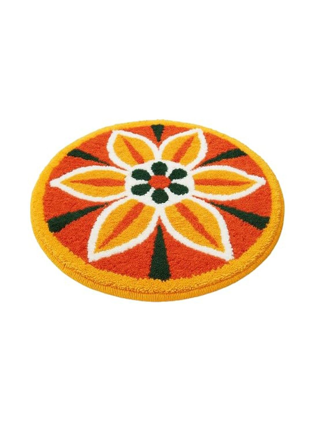 StromX Orange-Colored & Green Microfiber Anti-Skid Washable Modern Round Rangoli Doormats-picture-54