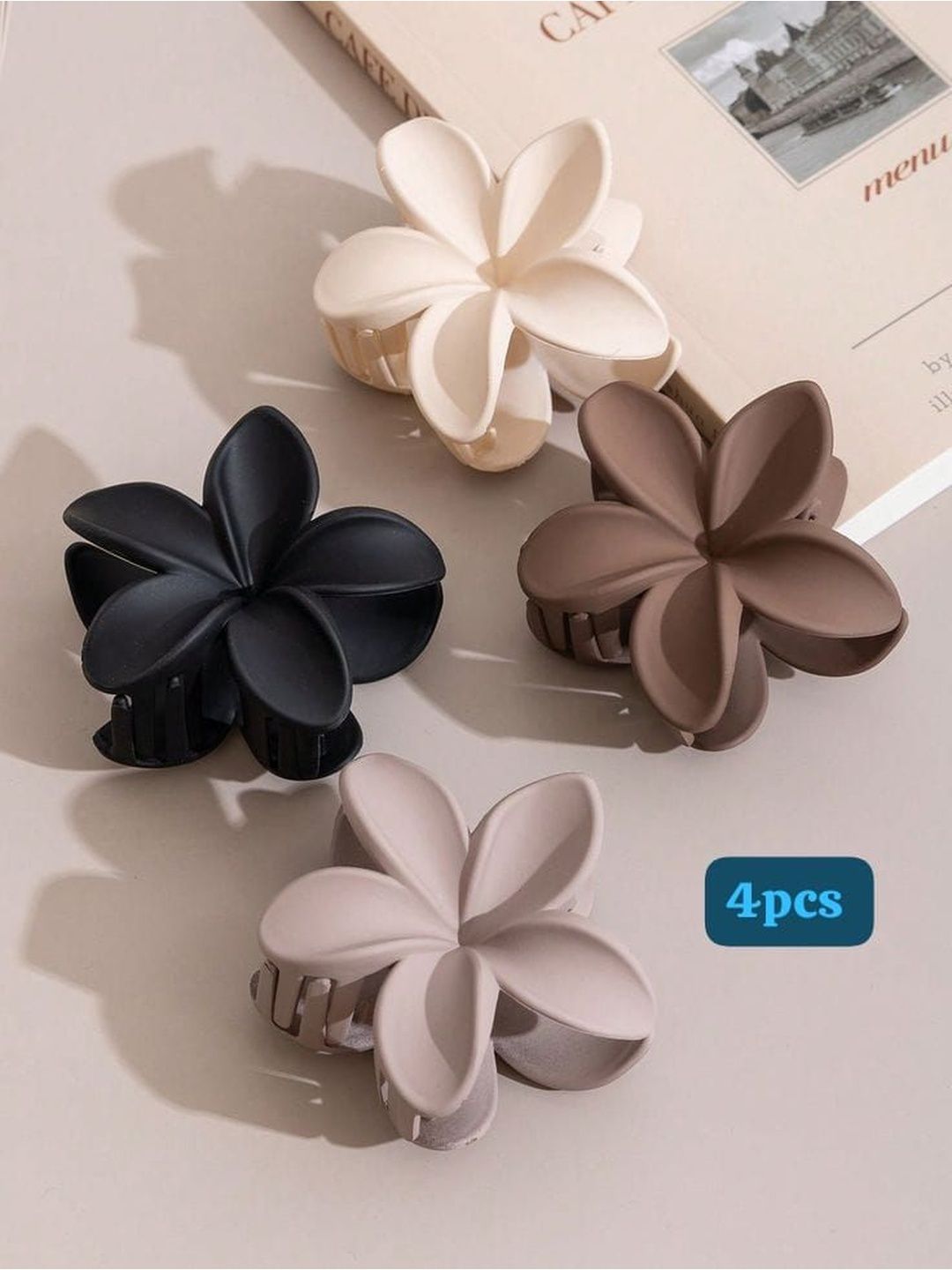 PRITYKA Women Set of 4 Flower Design Clutcher Matte Hair Claws-picture-15
