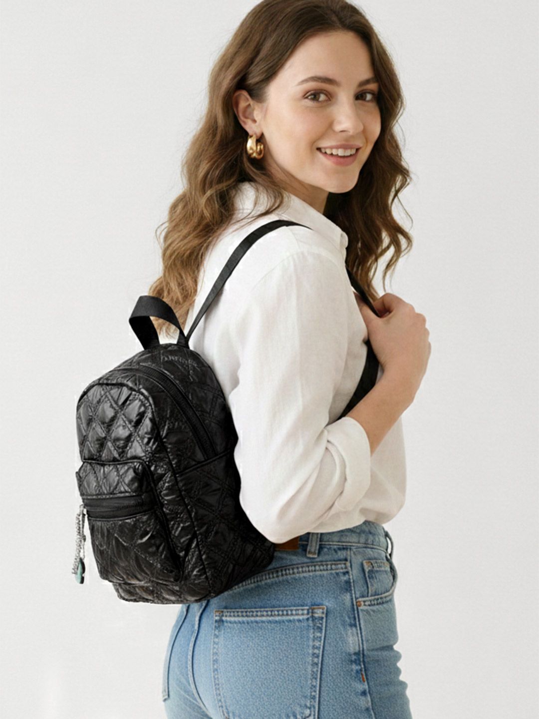 glitchez Women Geometric Quilted Detail Backpack-picture-36