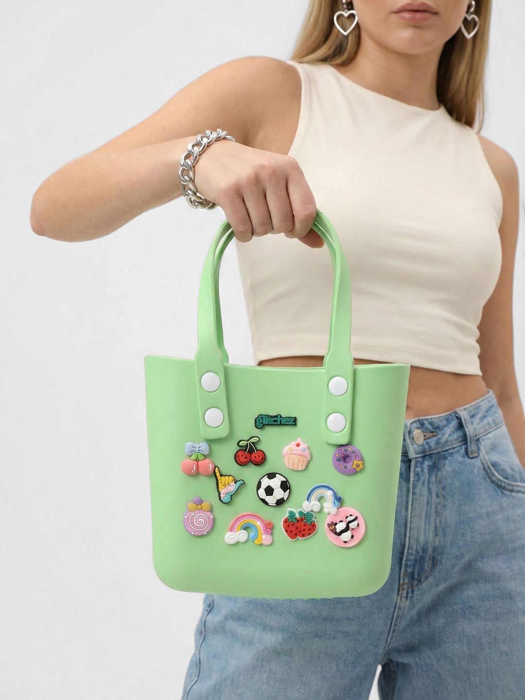 glitchez Structured Handheld Bag with Quirky Applique-picture-45