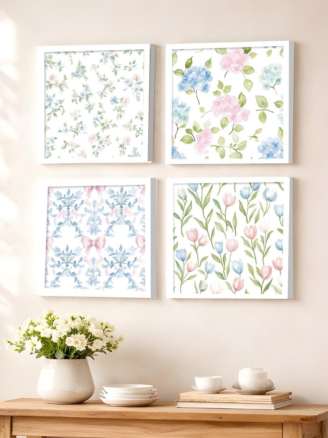 Art Street White & Blue Set of 4 Piece MDF Paintings-picture-17