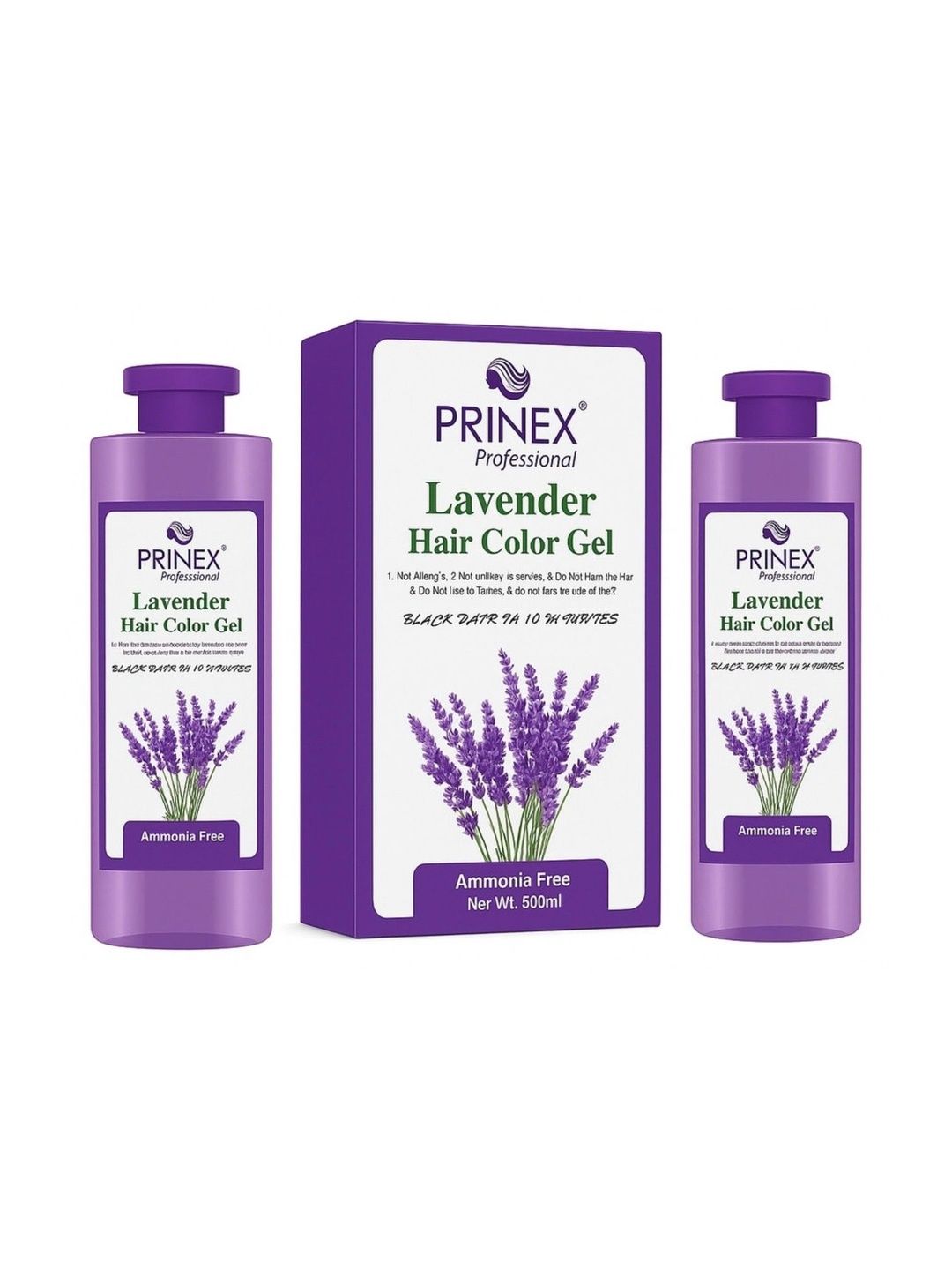 Prinex Set Of 2 Lavender Hair Color Gel- 500 ml Each- Black-image-48