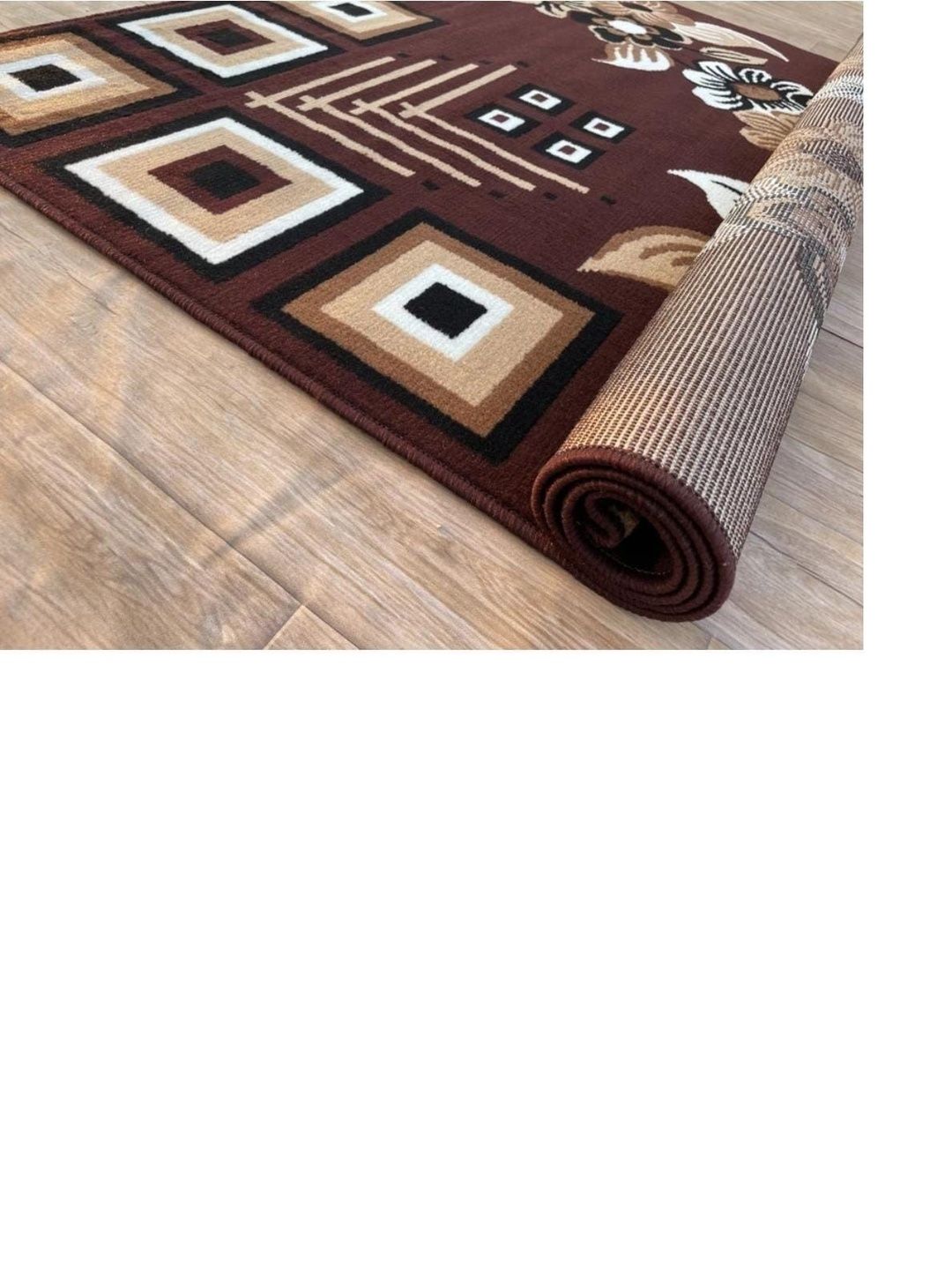 KAYNAT CARPET Brown Floral Anti-Skid Polypropylene Carpet-picture-8