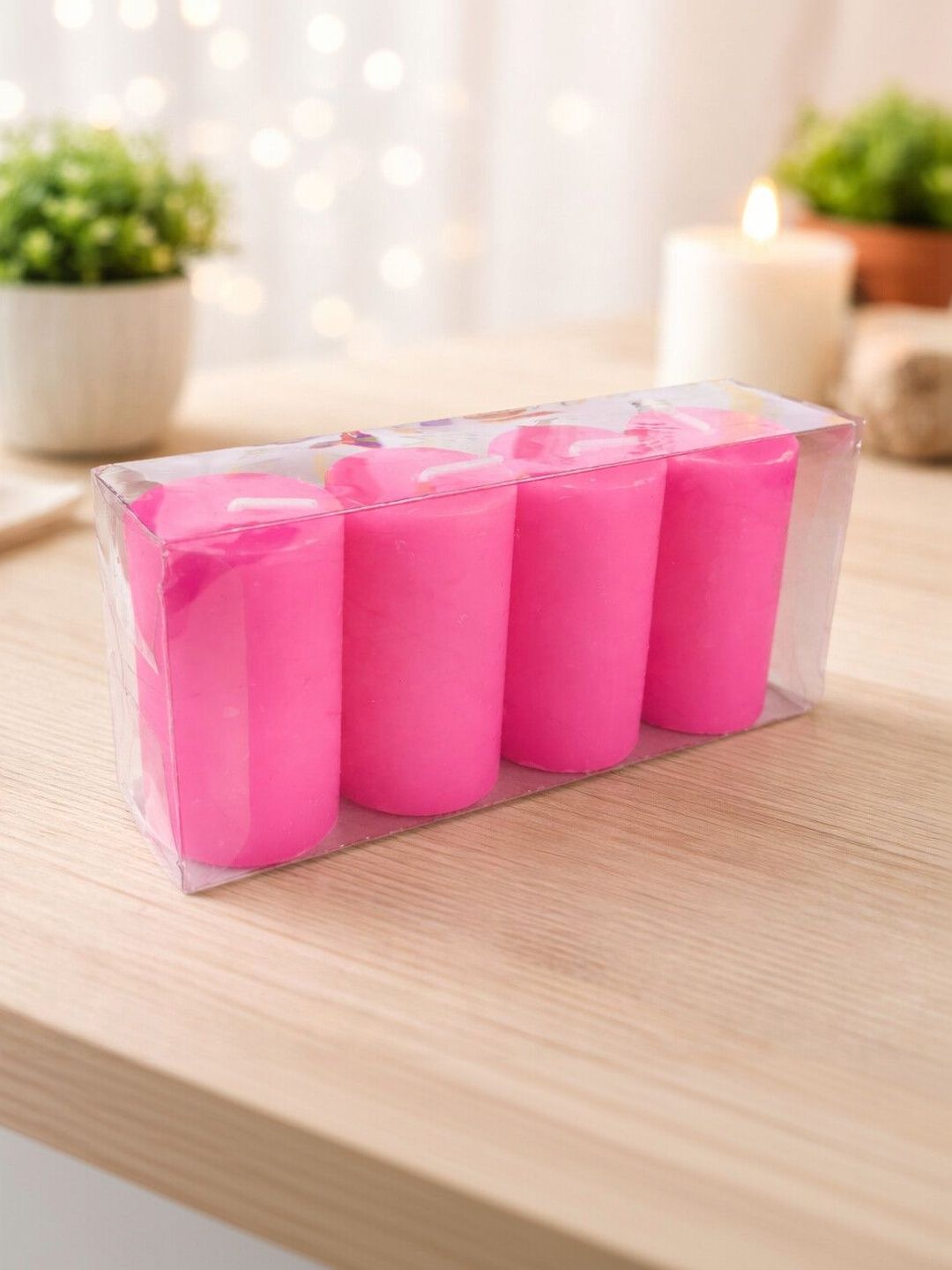 PEEPALCOMM Pink & Pink 4 pieces Pillar Candle-picture-27