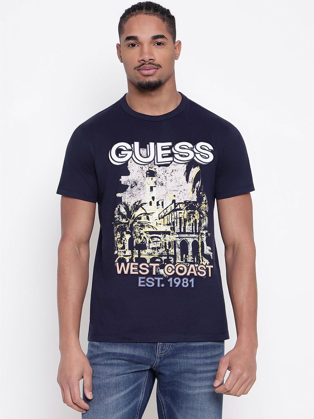 GUESS Men Printed Pure Cotton T-shirt-picture-43