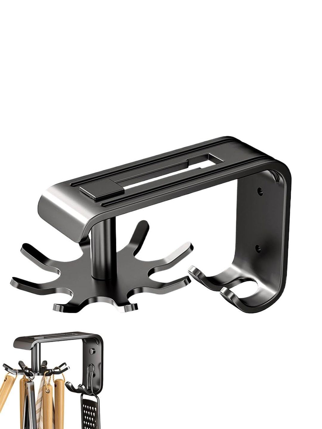 MAYCREATE Black Metal 360 Rotating Wall Mounted Hook-image-0