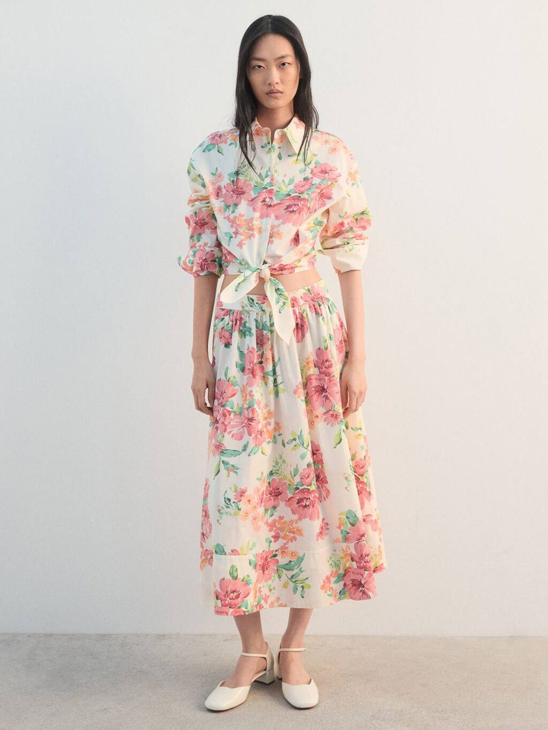MANGO Floral Flared Midi Skirt-picture-43