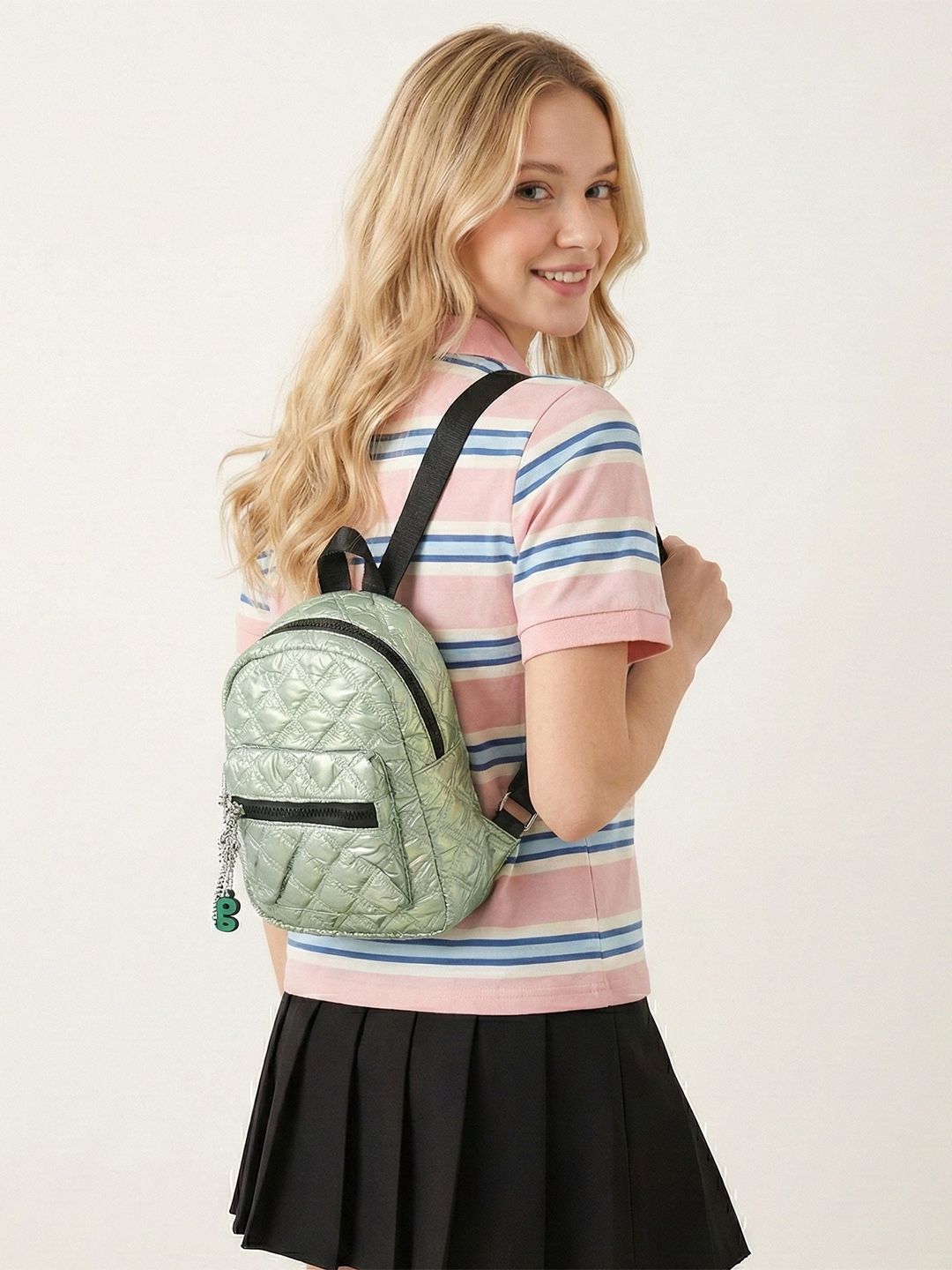 glitchez Women Quilted Detail Metallic Finished Backpack-picture-28