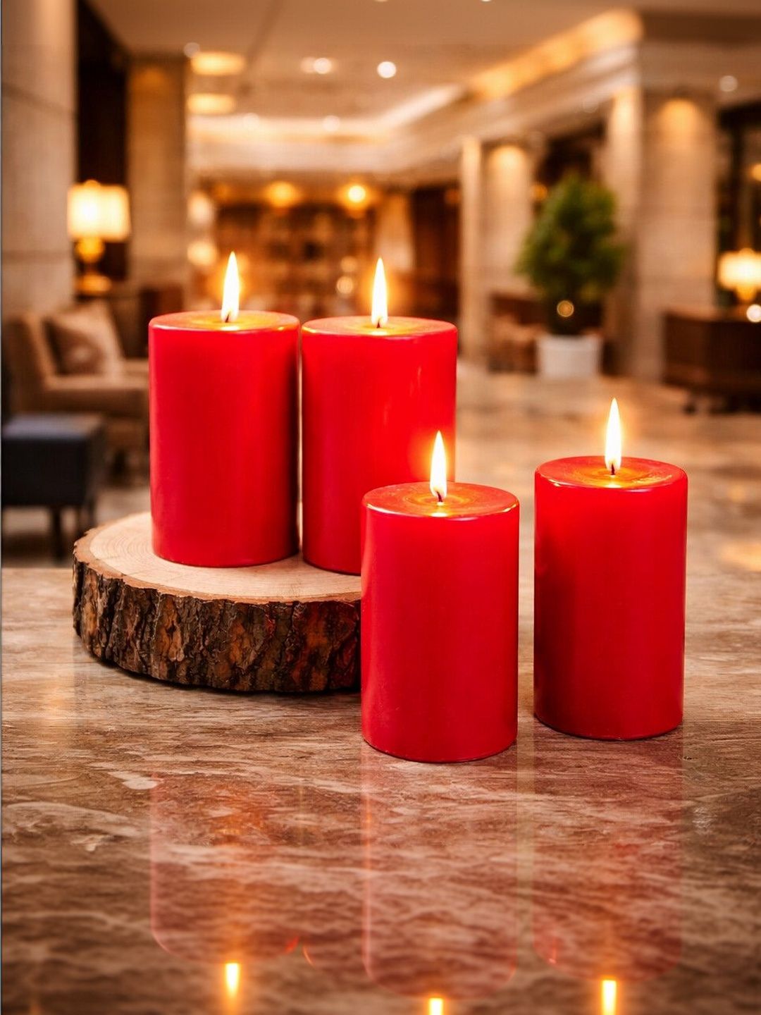 PEEPALCOMM Red & Red 4 pieces Pillar Candle-picture-17