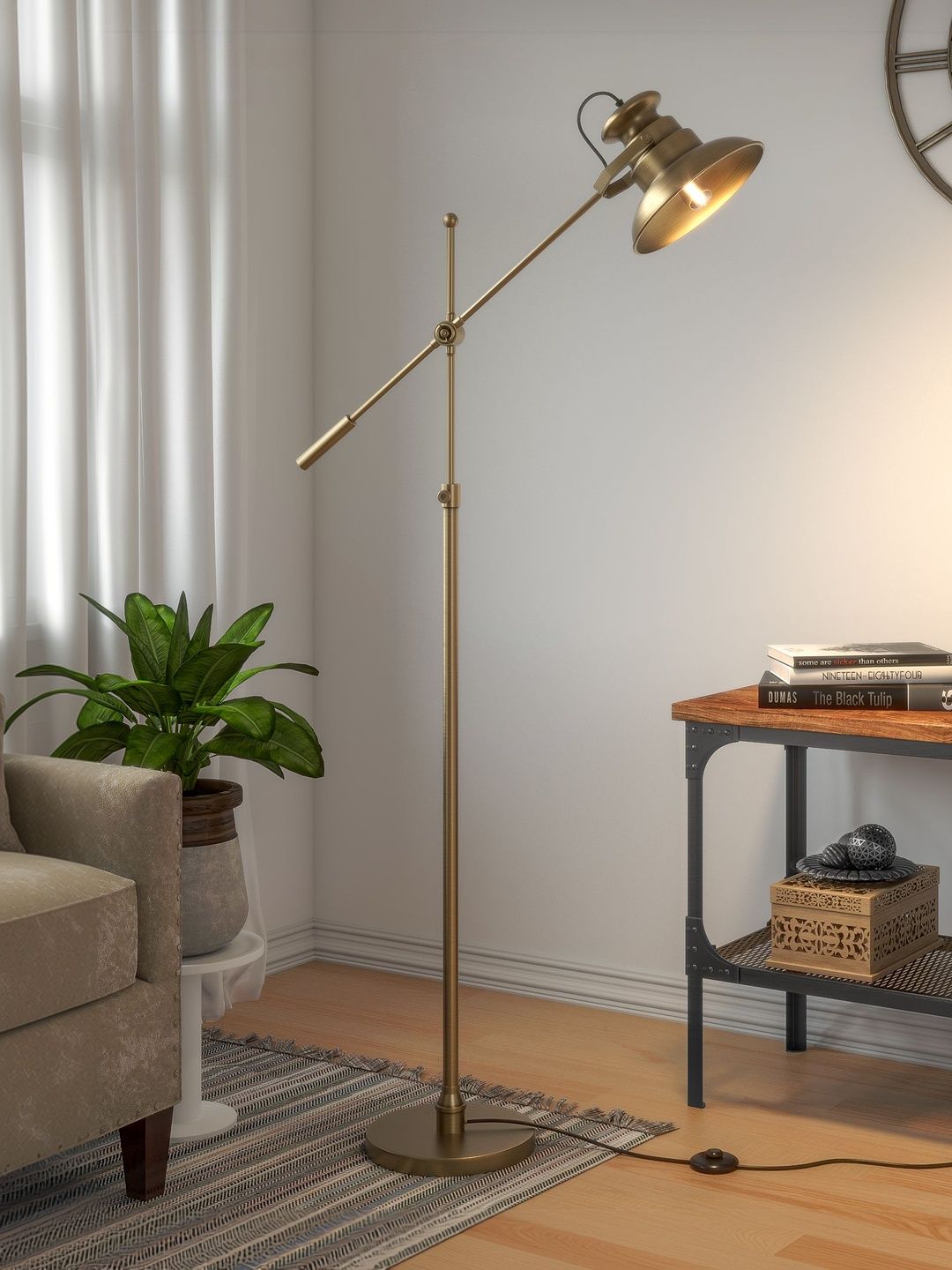 Divine Trends Yellow Adjustable Height Reading Floor Lamp With Dome-image-5