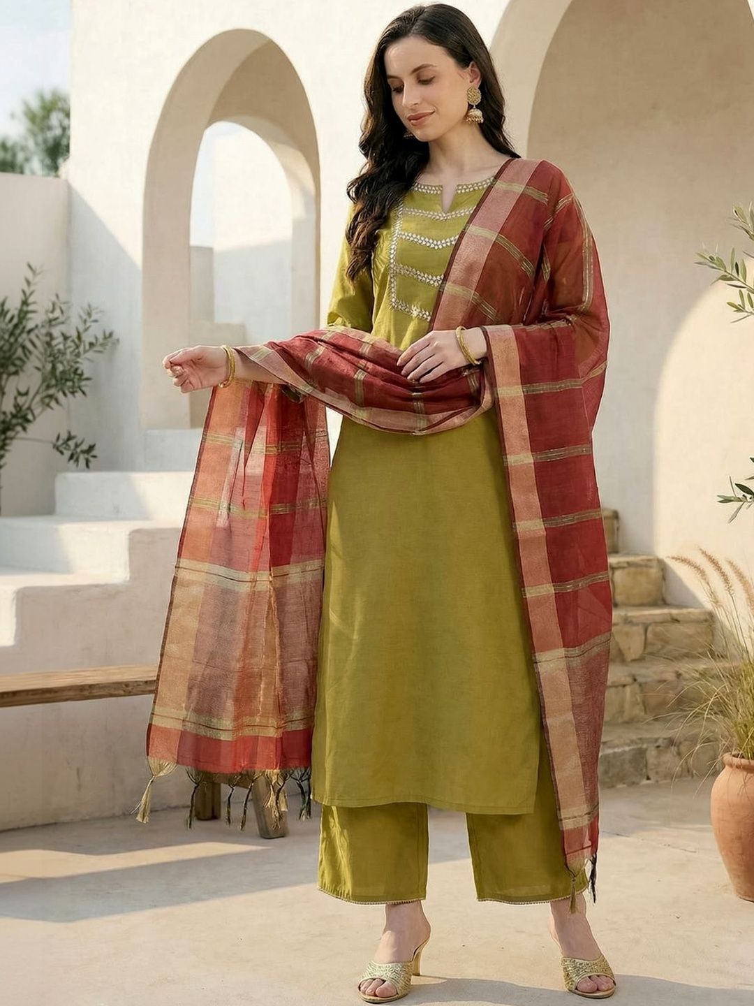 Indo Era Woven Design Dupatta with Zari-image-23