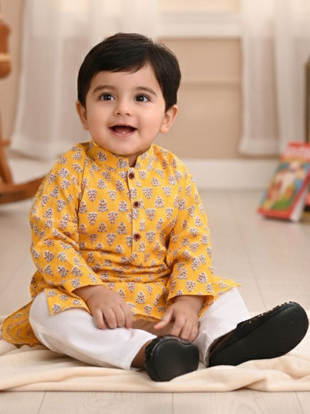 Sangria Printed Pure Cotton Mandarin Collar Kurta & Pyjamas Kurta Sets-image-11