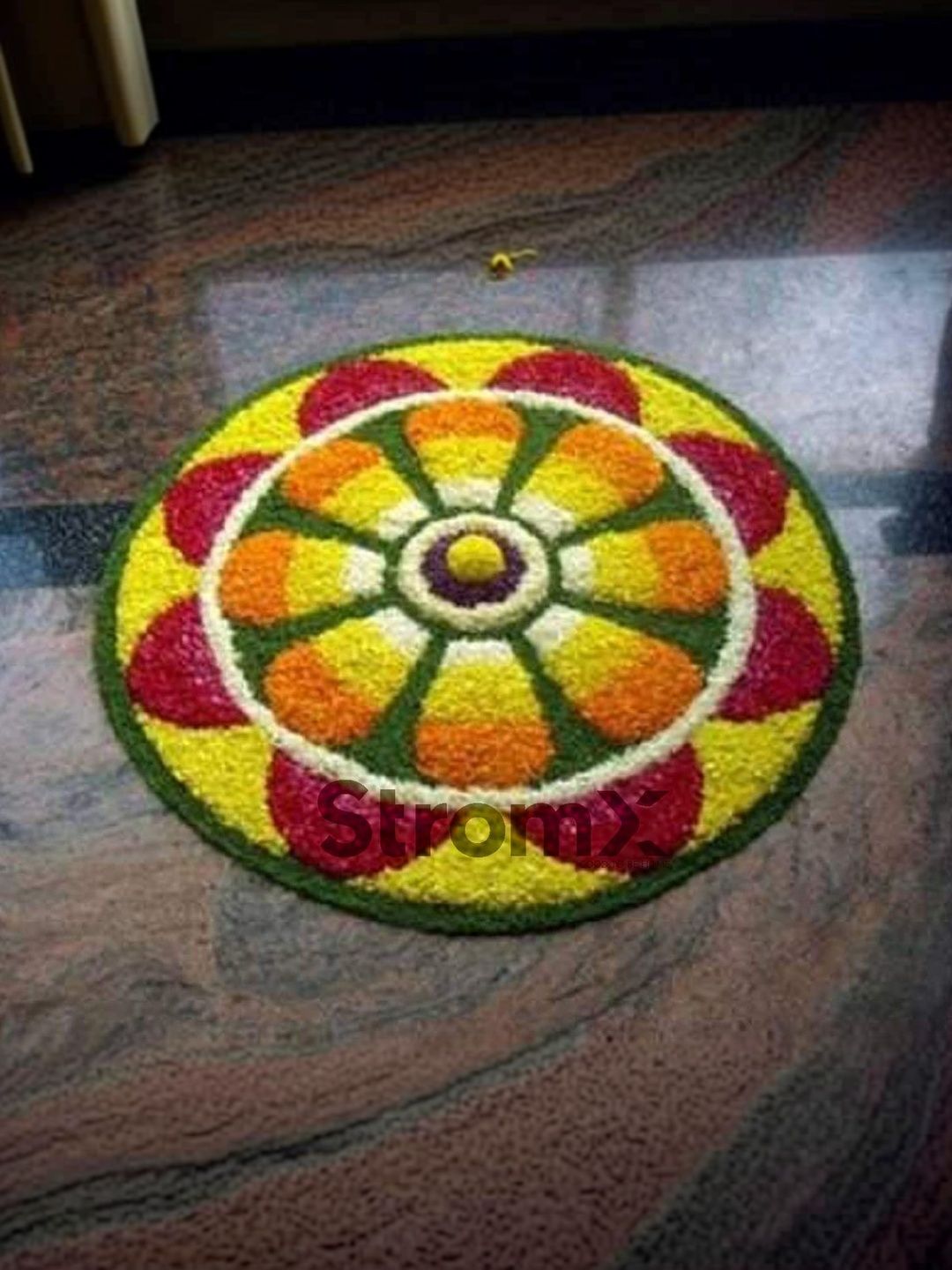 StromX Yellow & Red Microfiber Anti-Skid Washable Modern Round Rangoli Doormats-image-21