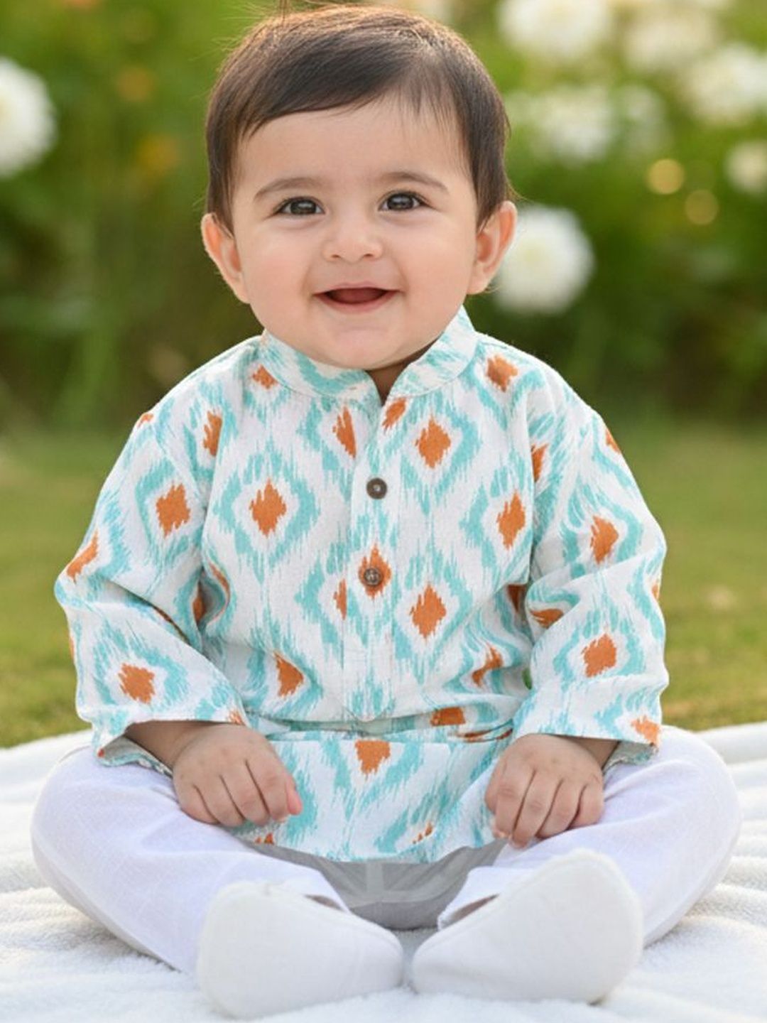 Sangria Infant Boys Printed Pure Cotton Mandarin Collar Kurta & Pyjamas Kurta Set-picture-36