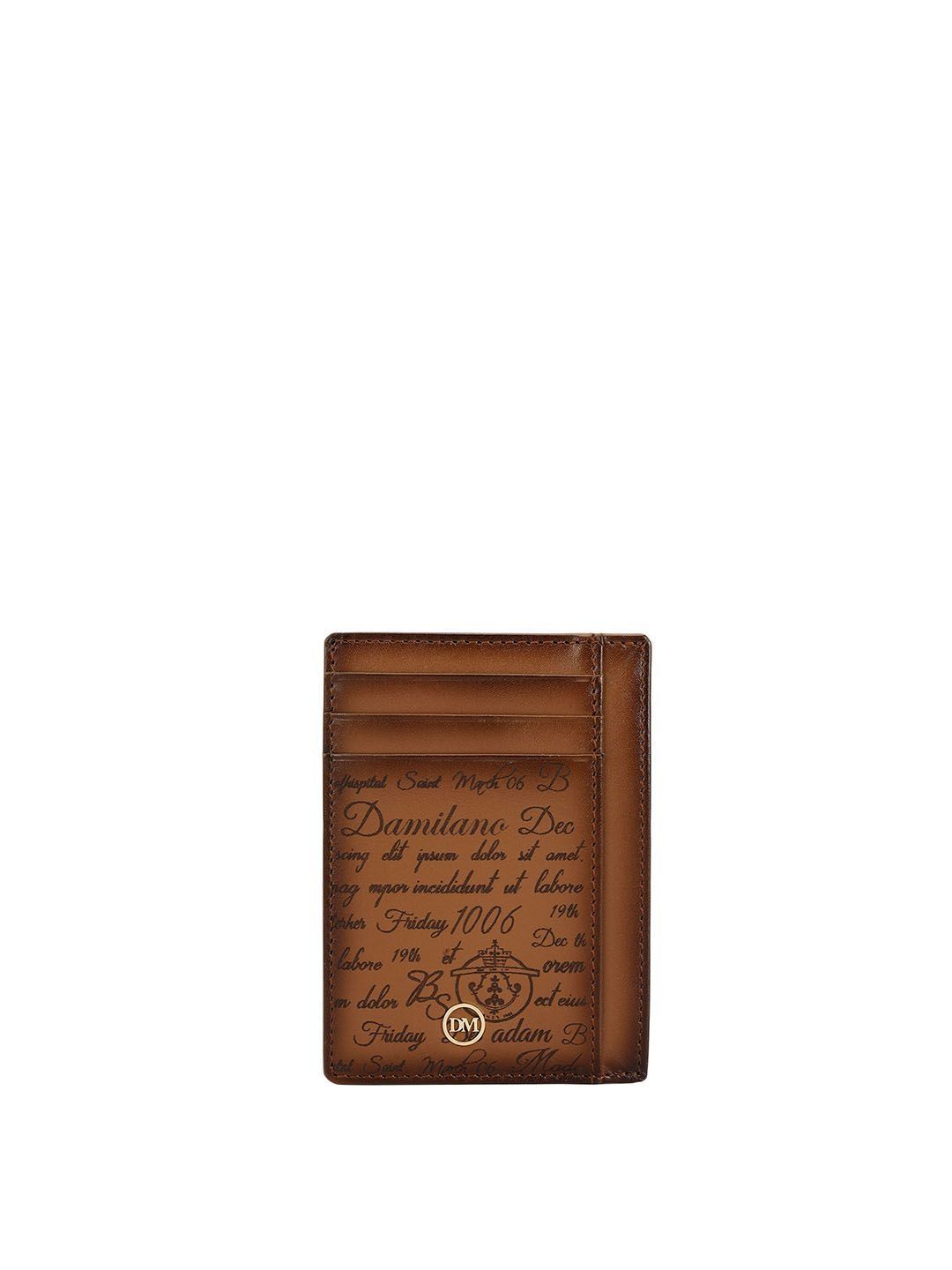 Da Milano Men Typography Printed Leather Card Holder-picture-54