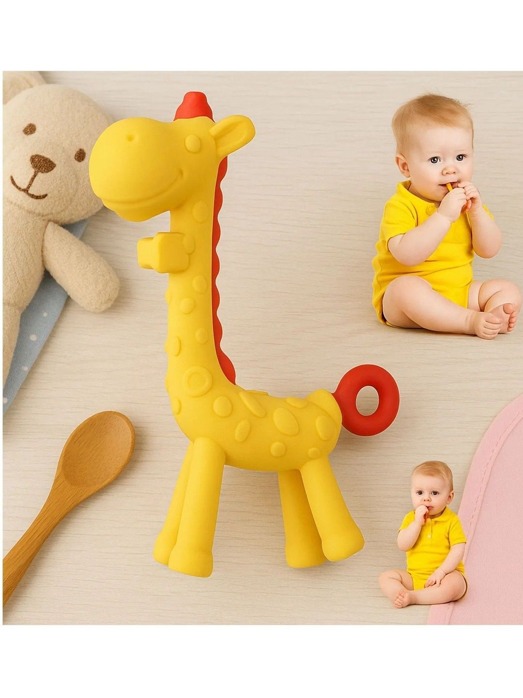 ORTIS GLOBAL TRADE Giraffe Shape Teether - Yellow-image-1