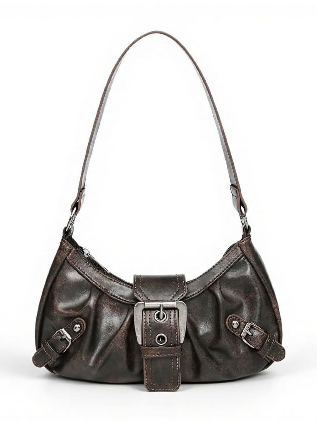 Palay Textured PU Half Moon Hobo Bag-picture-21