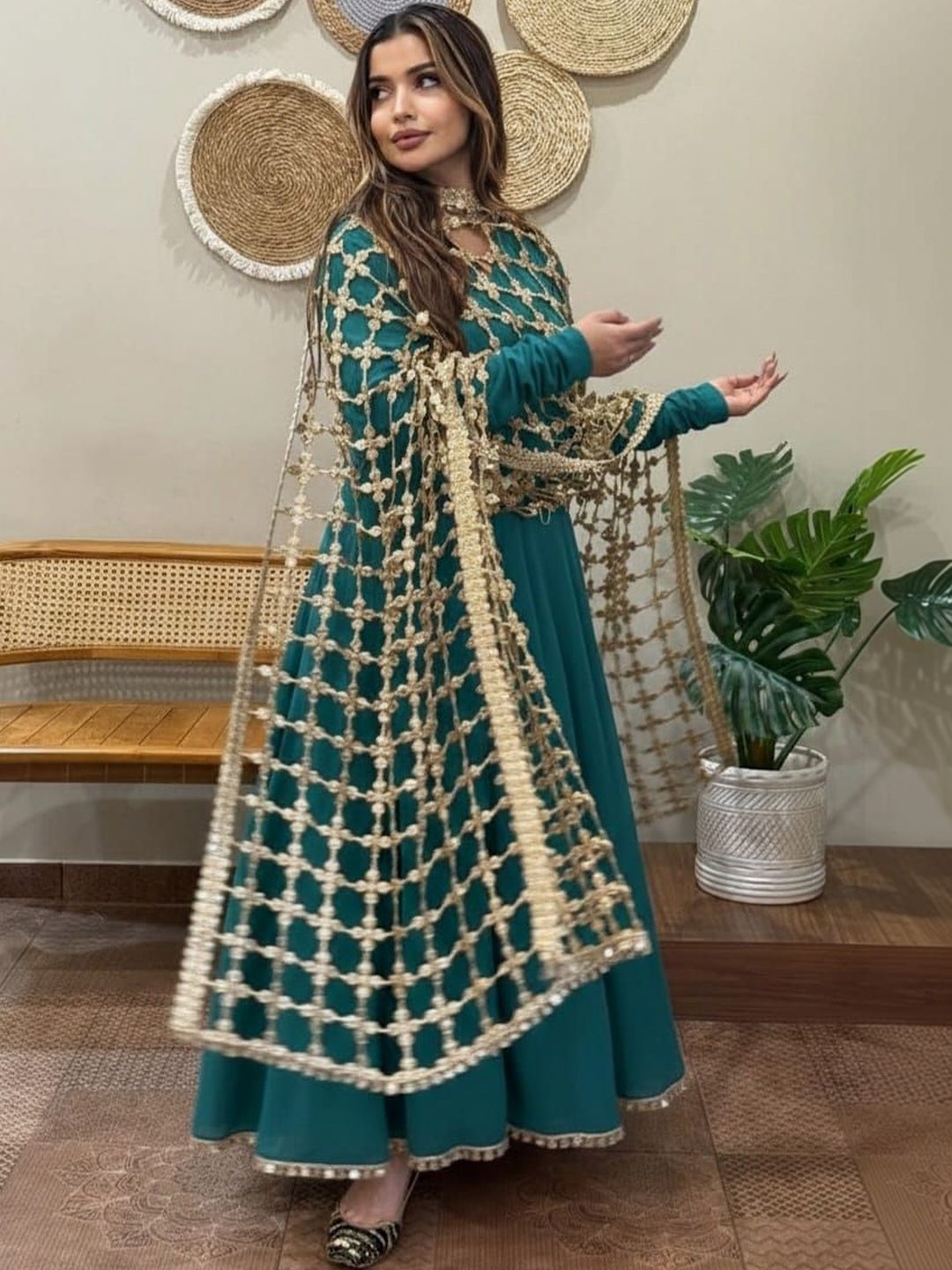 SAJAVAT ETHENIC WEAR Ethnic Motifs Woven Design Dupatta with Mirror Work-picture-10