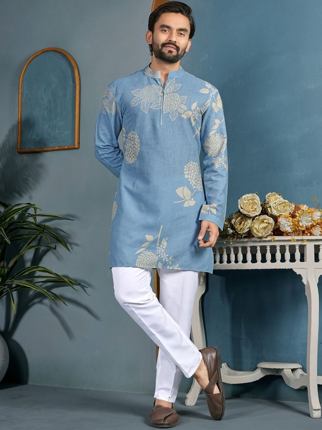 House of Pataudi Printed Above Knee Straight Kurtas-picture-29