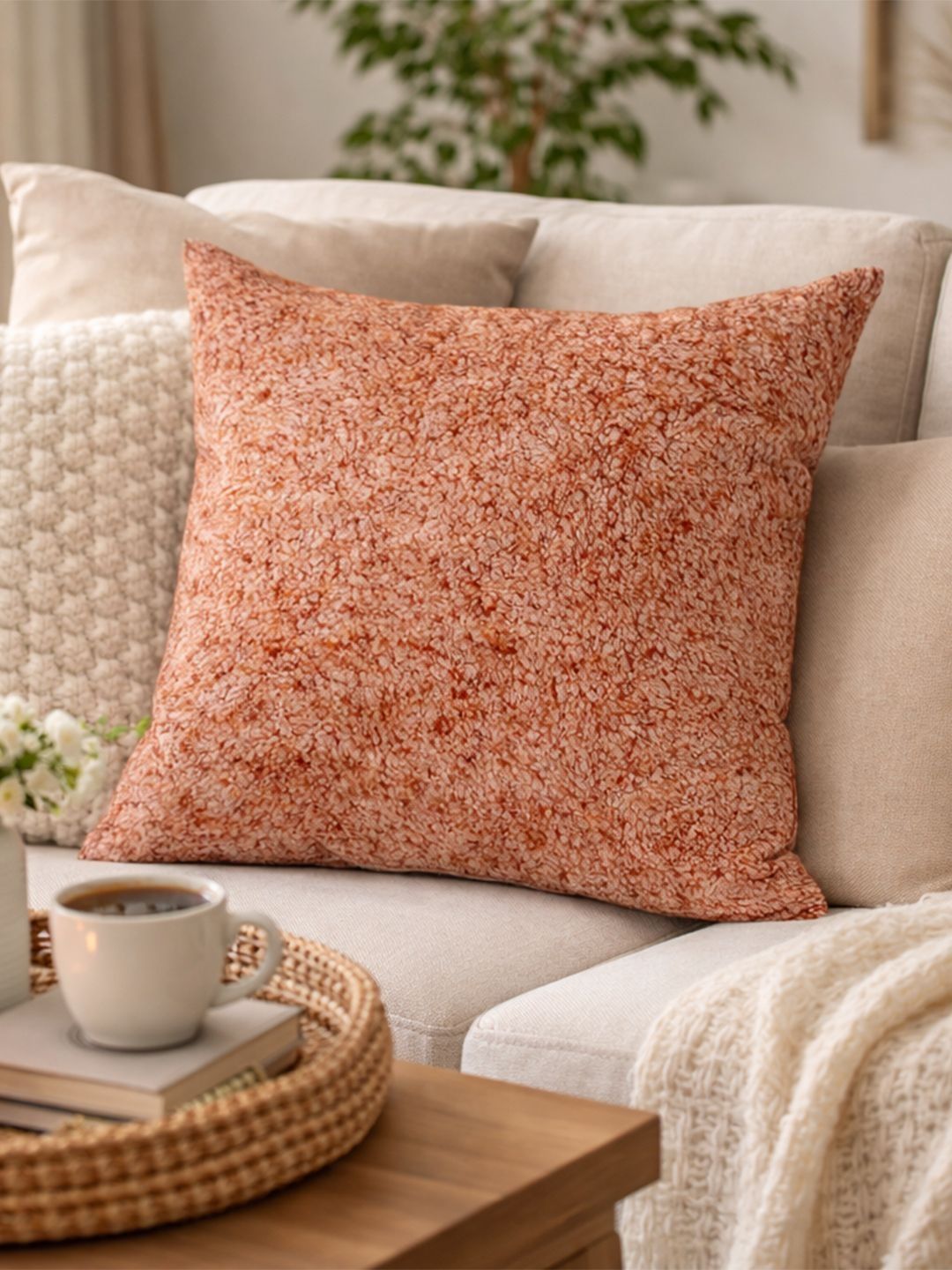 SWAYAM Rust Set of 2 Square Cushion Covers-image-34